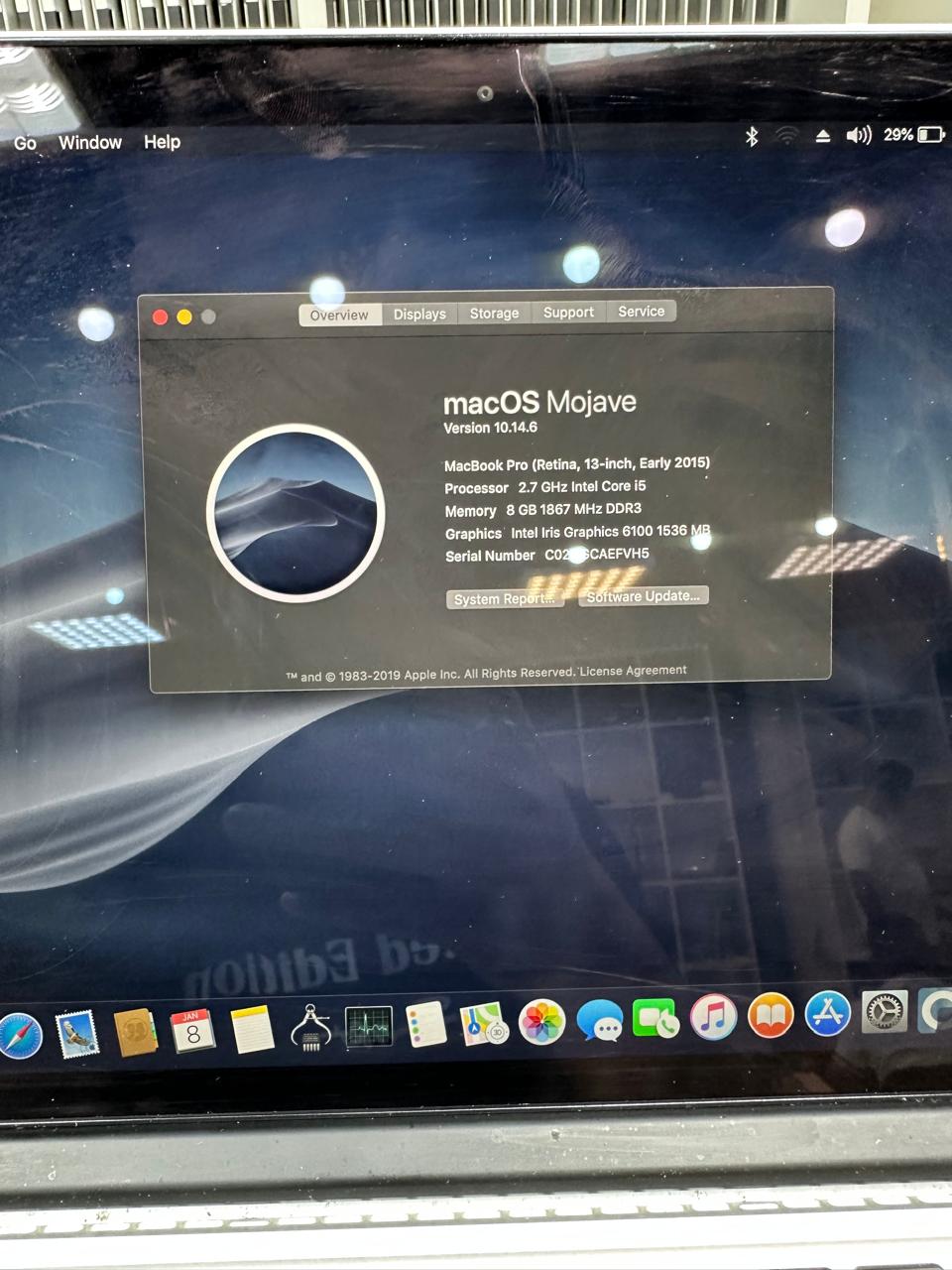 MacBook Pro 2015 Core i5 8GB 256 GB 10/10 Condition with charger with B ag