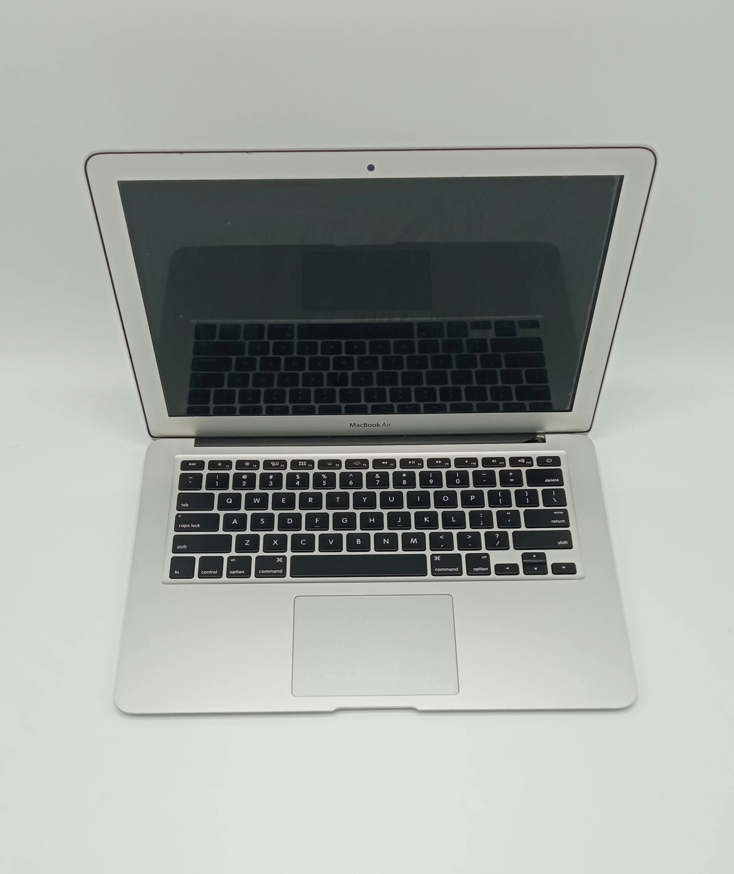 Silver laptop on a white background