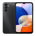 Black smartphone showing front and back on a white background